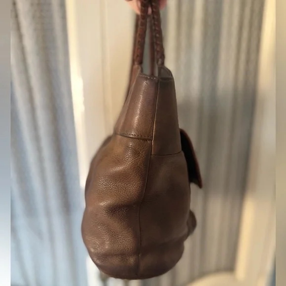 Vintage Fossil Western Brown Leather Braided Handle with Heart Logo Concho - Picture 2 of 12